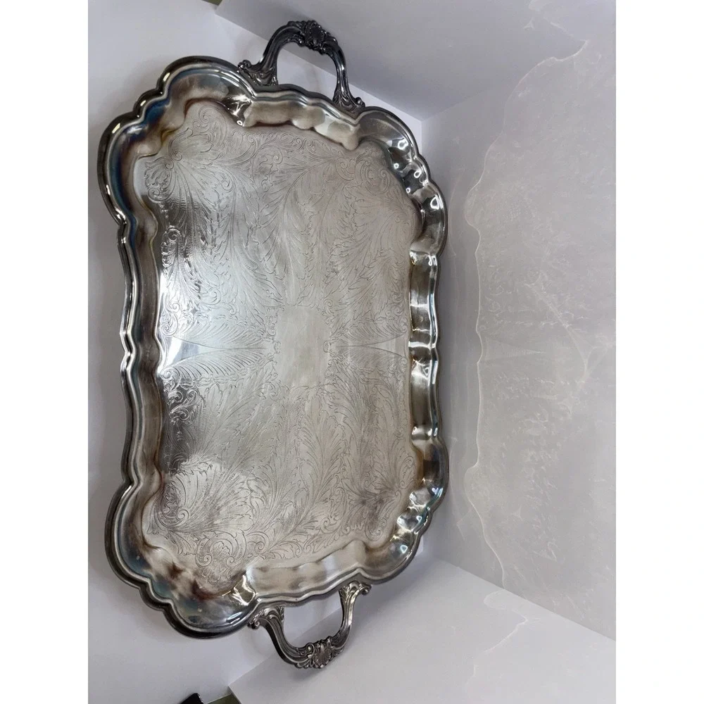 Vintage Large Silver Tray With Handles. F.B. Rogers Heavy